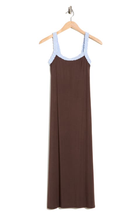 Ruffle Trim Midi Dress