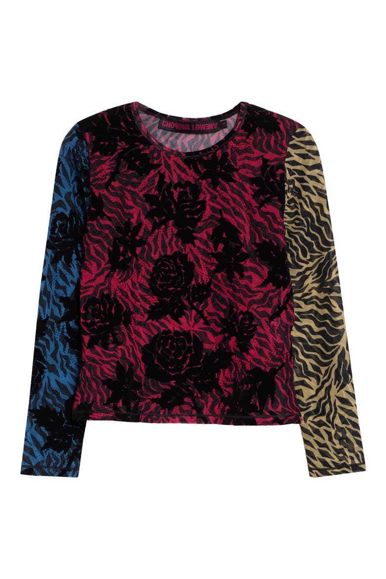 Totally Tiger Flocked Mesh T-Shirt, Alternate, color, BLACK MULTI