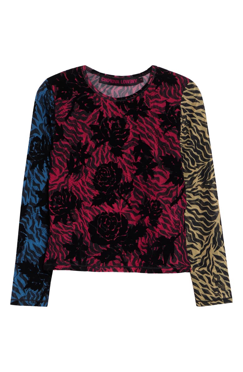 Chopova Lowena Totally Tiger Flocked Mesh T-Shirt, Alternate, color, Black Multi