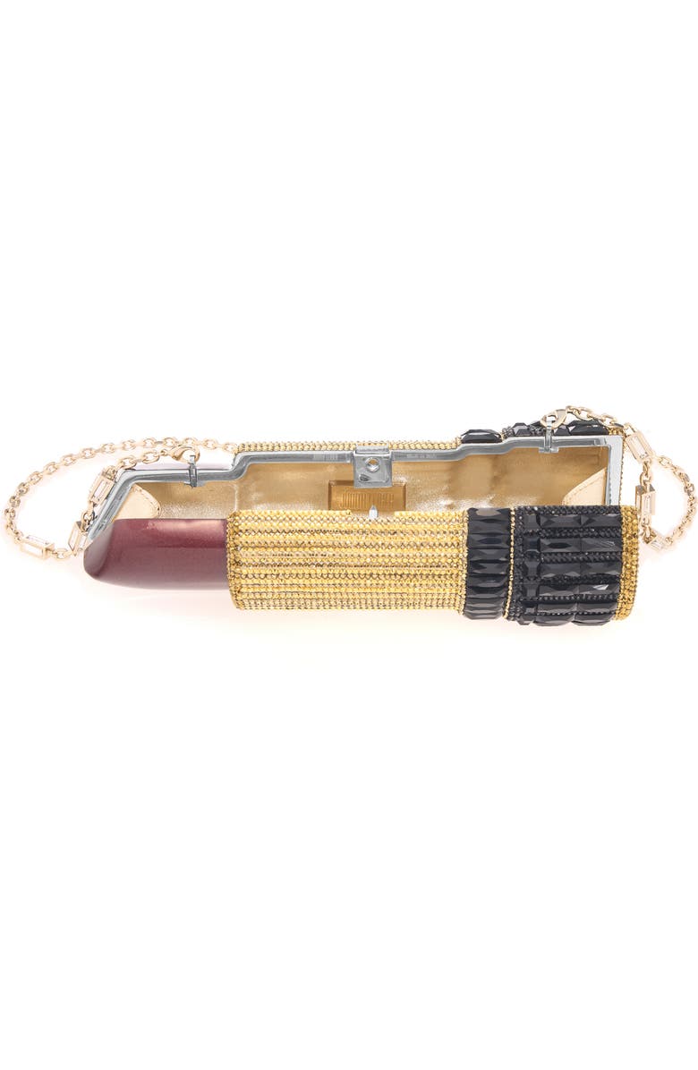 JUDITH LEIBER COUTURE Lipstick Crystal Embellished Clutch, Alternate, color, Silver Jet Multi