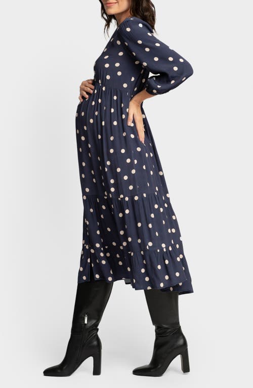 SERAPHINE SERAPHINE POLKA DOT BUTTON FRONT MATERNITY MIDI DRESS 