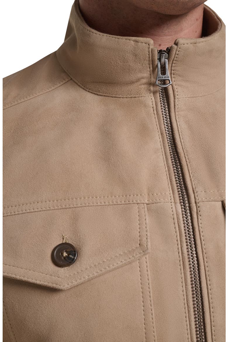Suede Bomber Leather Jacket, Alternate, color, SAND