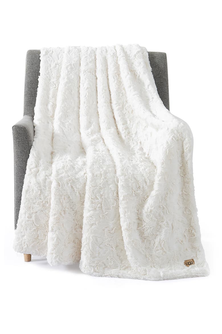 Adalee Faux Fur Throw Blanket, Alternate, color, NATURAL