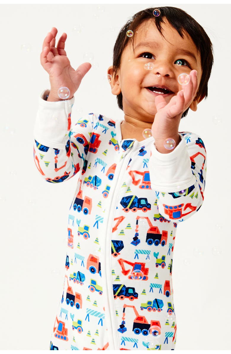 Clover Baby & Kids Soft & Stretchy Zipper Footie - Construction, Alternate, color, 