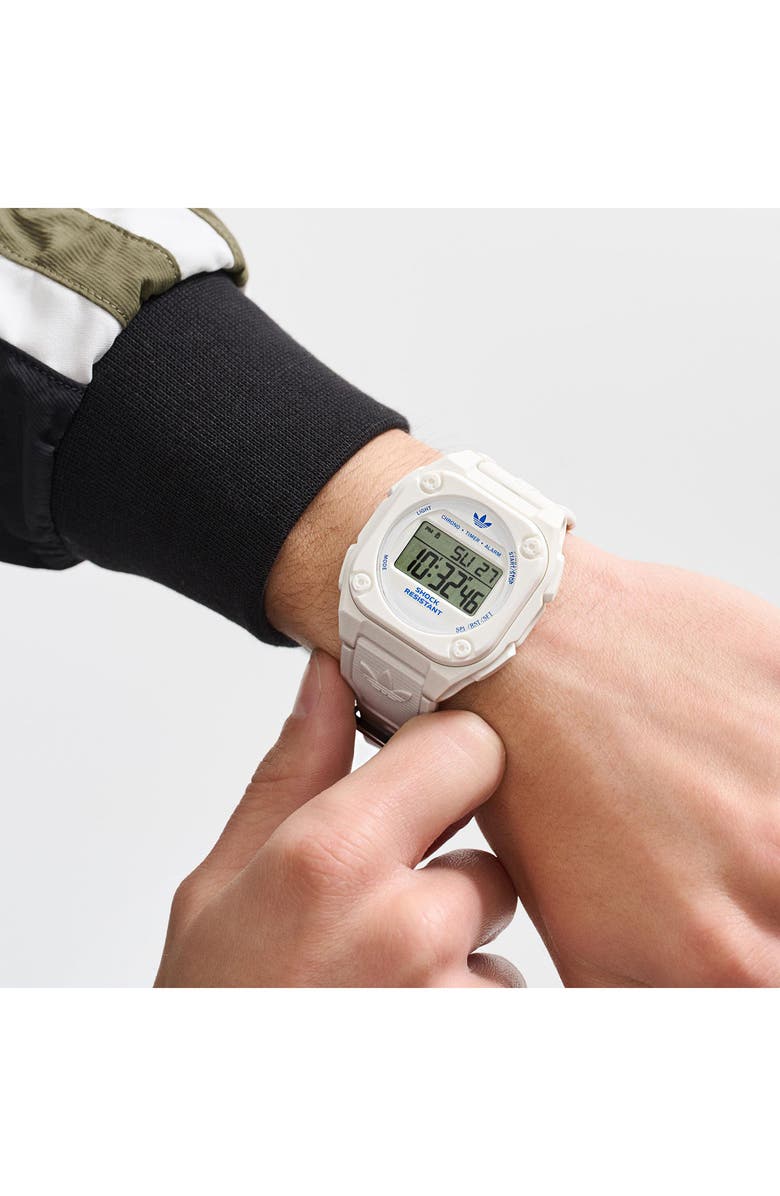 adidas City Tech 4 Silicone Strap Watch, 42mm, Alternate, color, White