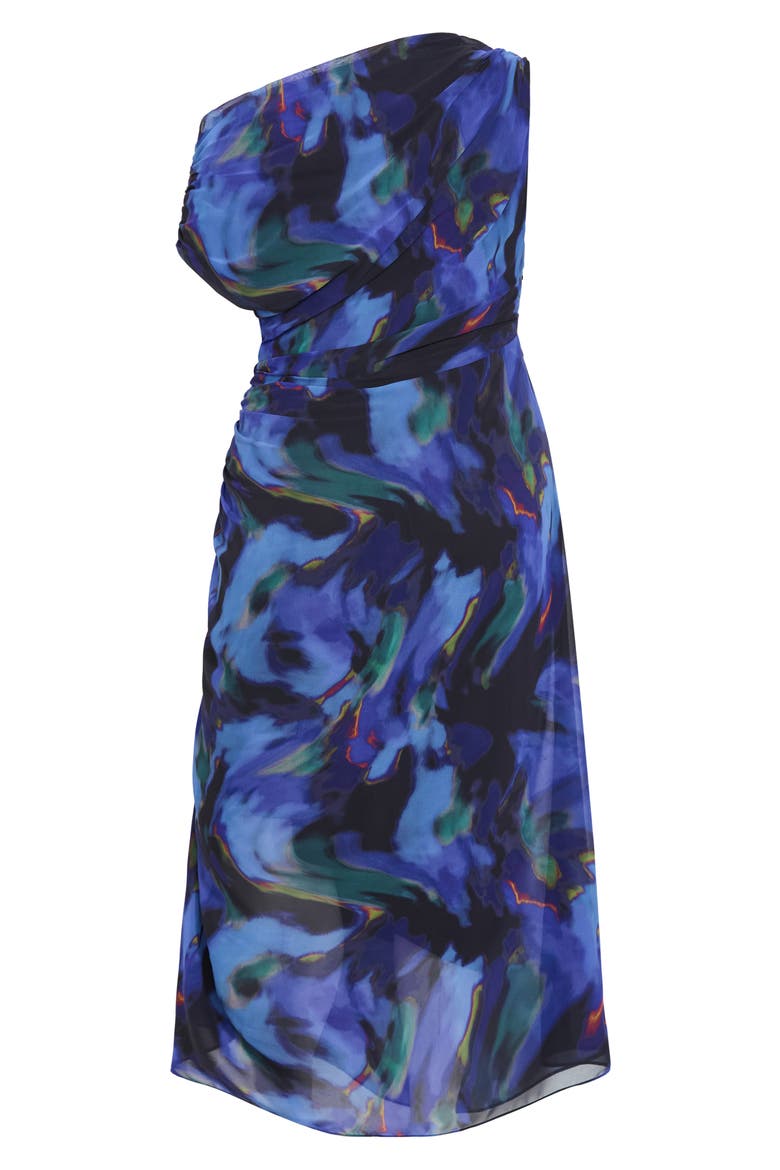 Abstract Floral Print Dress, Alternate, color, BLUE HAZE