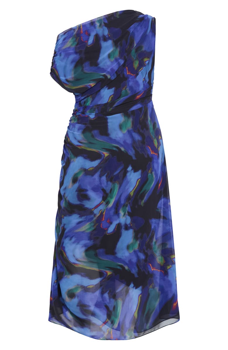 City Chic Abstract Floral Print Dress, Alternate, color, Blue Haze