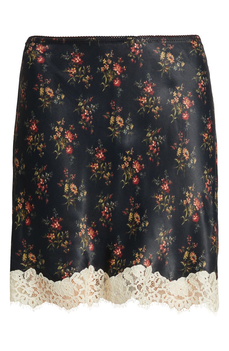 DÔEN Giulietta Lace Trim Crepe Back Satin Miniskirt, Alternate, color, Fleur Du Palais