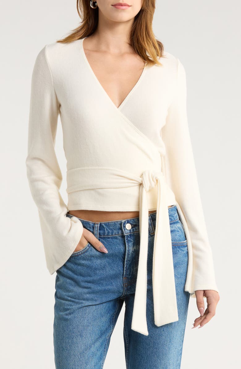 Reformation Kylen Wrap Top, Main, color, Fior Di Latte