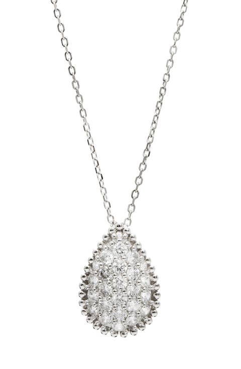 Pavé Cubic Zirconia Teardrop Pendant Necklace