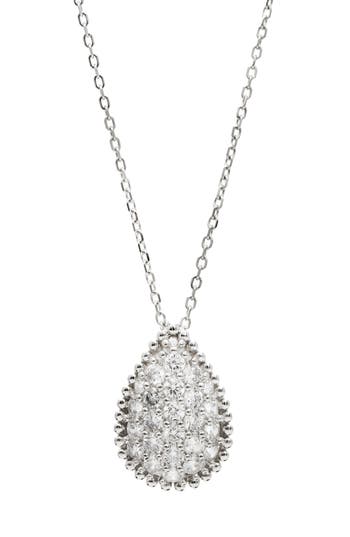 Savvy Cie Jewels Pavé Cubic Zirconia Teardrop Pendant Necklace In Metallic
