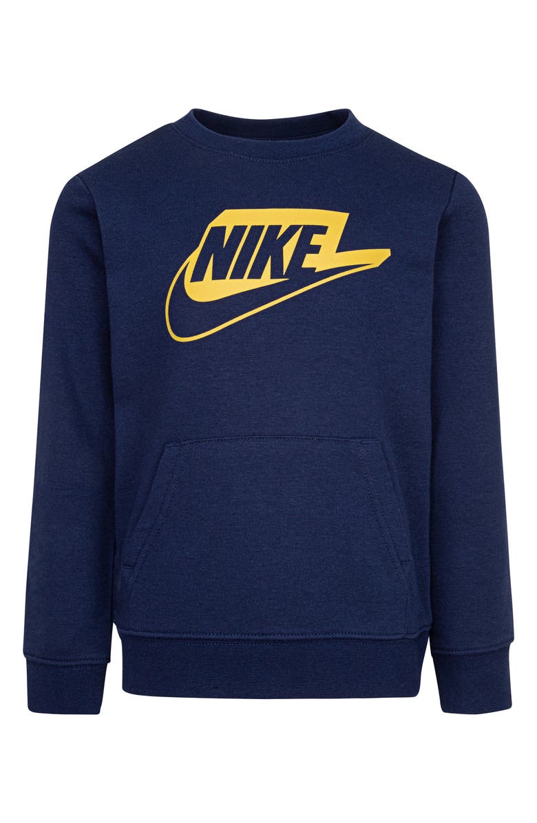 Nike Kids' Sportwear Club Futura French Terry Sweatshirt, Main, color, Midnight Navy