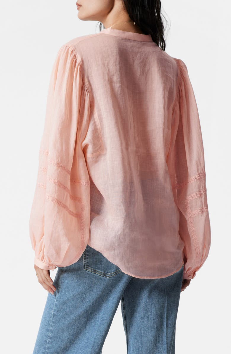 & Other Stories Embroidered Detail Long Sleeve Button-Up Shirt, Alternate, color, Orange Light