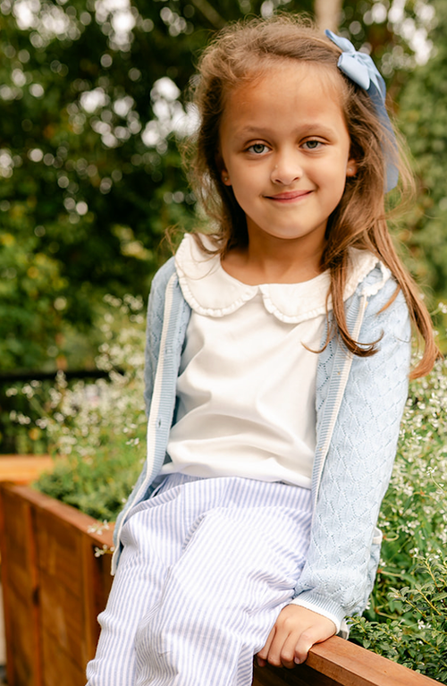 Little Paper Kids Laurel Long Sleeve Knit Tee In White