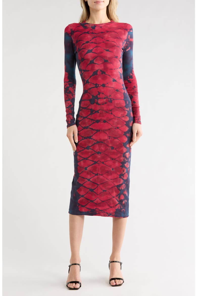 Dax Long Sleeve Midi Dress, Main, color, DEEP TEAL/ BOA WASH