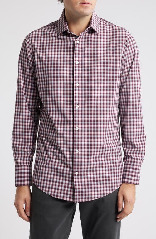 Mizzen+Main Leeward Stretch Button-Up Shirt in Wine Todos Plaid 