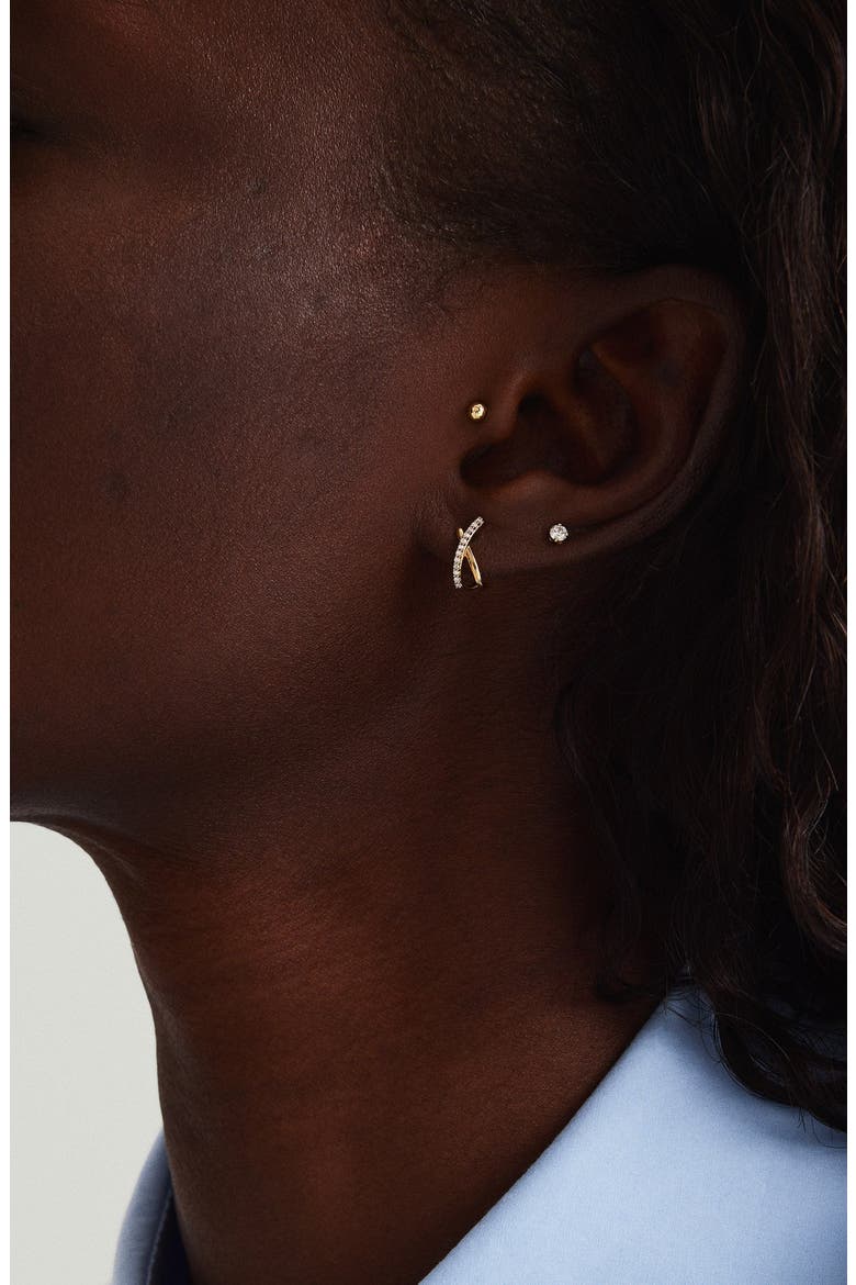 Pavé Diamond X Stud Earrings, Alternate, color, Gold