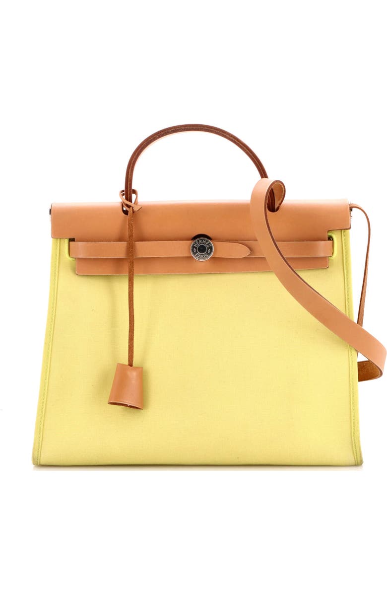 Pre-Owned Hermes Herbag Zip Leather and Toile 31, Main, color, Soufre