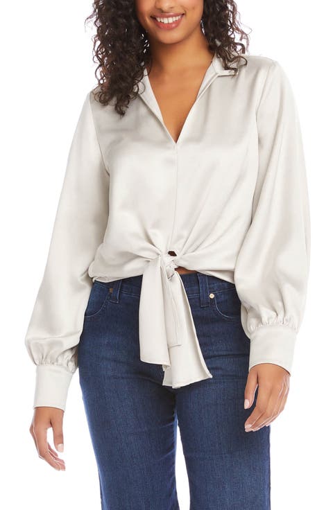 Tie Front Satin Top