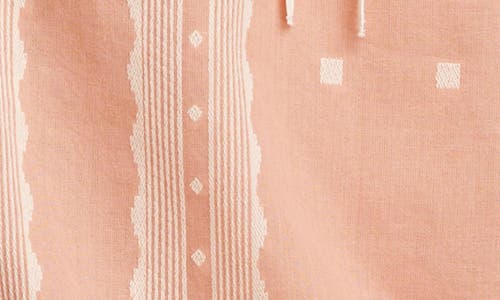 Lucky Brand Geo Embroidered Short Sleeve Cotton Peasant Top In Pink