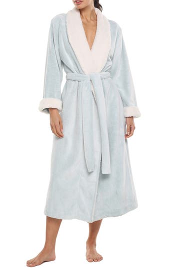 Papinelle High Pile Fleece Robe & Sleep Mask Set In Sage