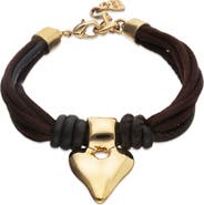 UNODE50 Silk-Effect Thread Blend Bracelet with Beige Leather and Heart Detail