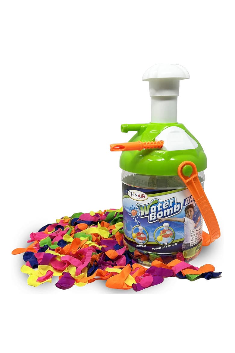 Water Bomb Battle Pump, 300 Balloons and Inflator with Tying Tool, Main, color, Multicolored