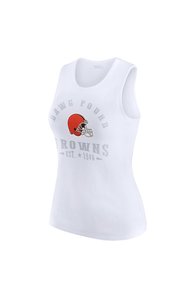 WEAR by Erin Andrews Women's WEAR by Erin Andrews  White Cleveland Browns Ribbed Graphic Tank Top, Alternate, color, White