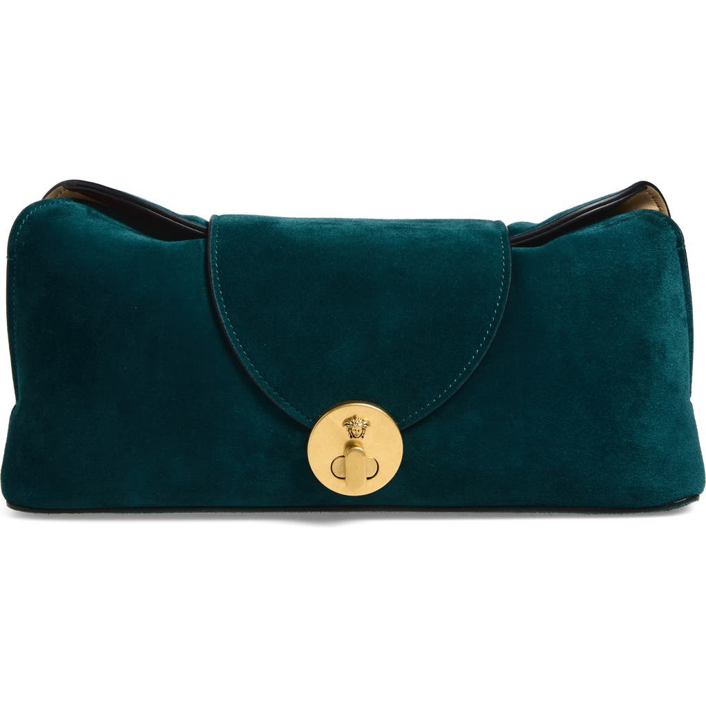 Versace Medusa Suede Clutch in Oil-Gold 82 at Nordstrom