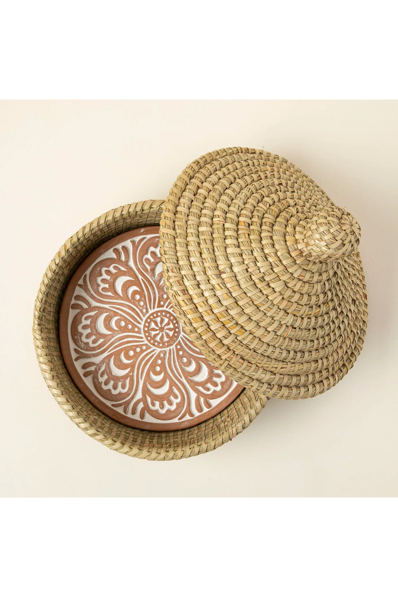 Traditional Bread Warming Set with Lid by Serrv International, Alternate, color, Beige