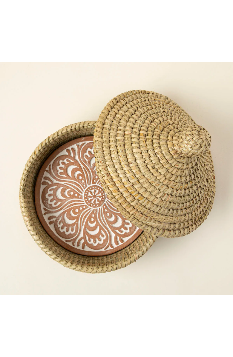 Uncommon Goods Traditional Bread Warming Set with Lid by Serrv International, Alternate, color, Beige