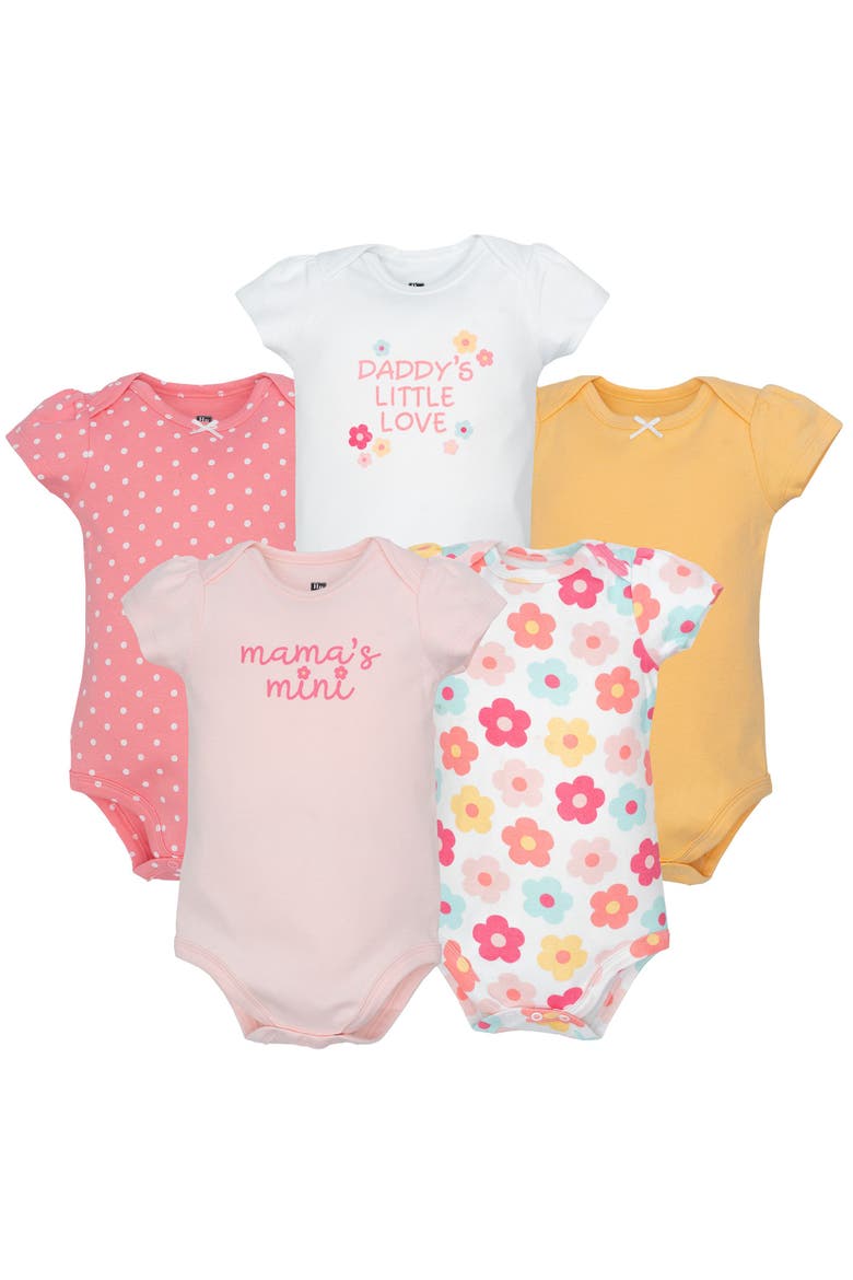 5Pk of Gentle Cotton One-Pieces, Main, color, Cheerful Floral Mini