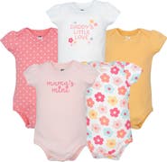 Hudson Baby 5Pk of Gentle Cotton One-Pieces