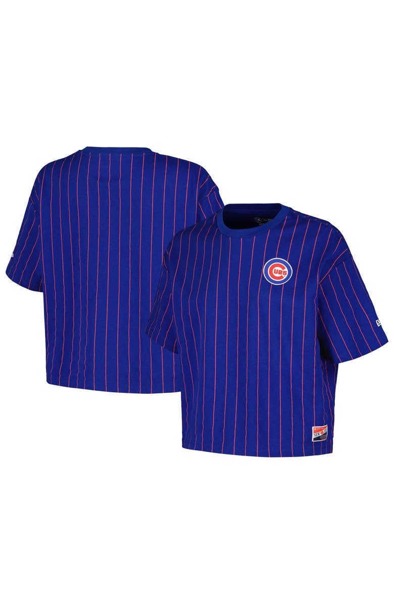 New Era Women's New Era Royal Chicago Cubs Boxy Pinstripe T-Shirt, Alternate, color, 