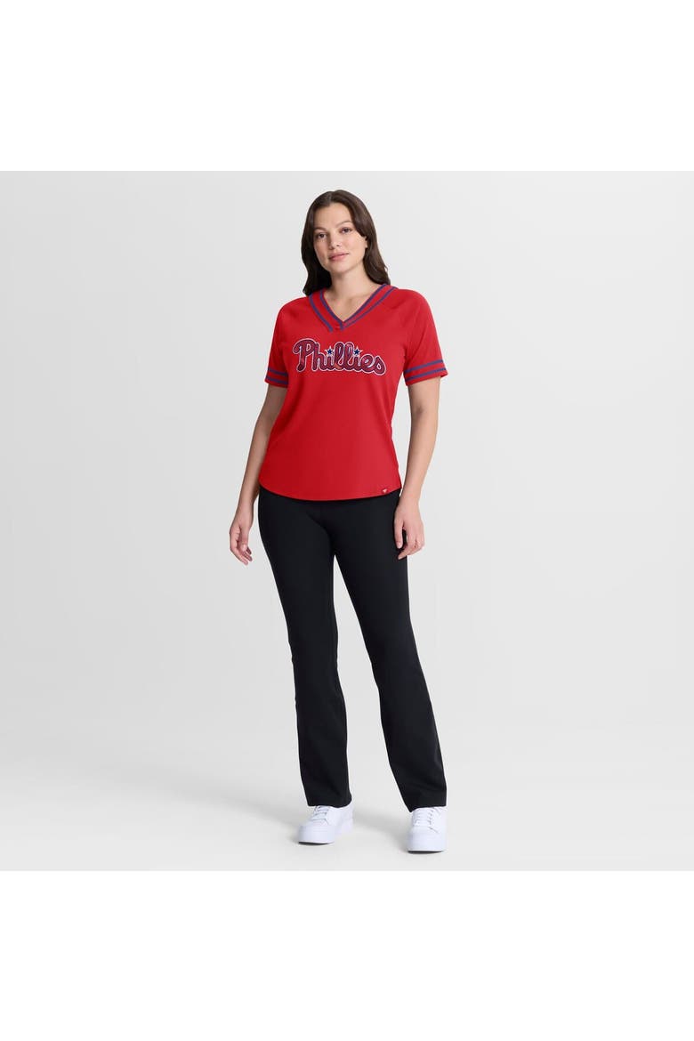 Women's Fanatics Red Philadelphia Phillies Diva Race Ahead Raglan V-Neck T-Shirt, Alternate, color, Red