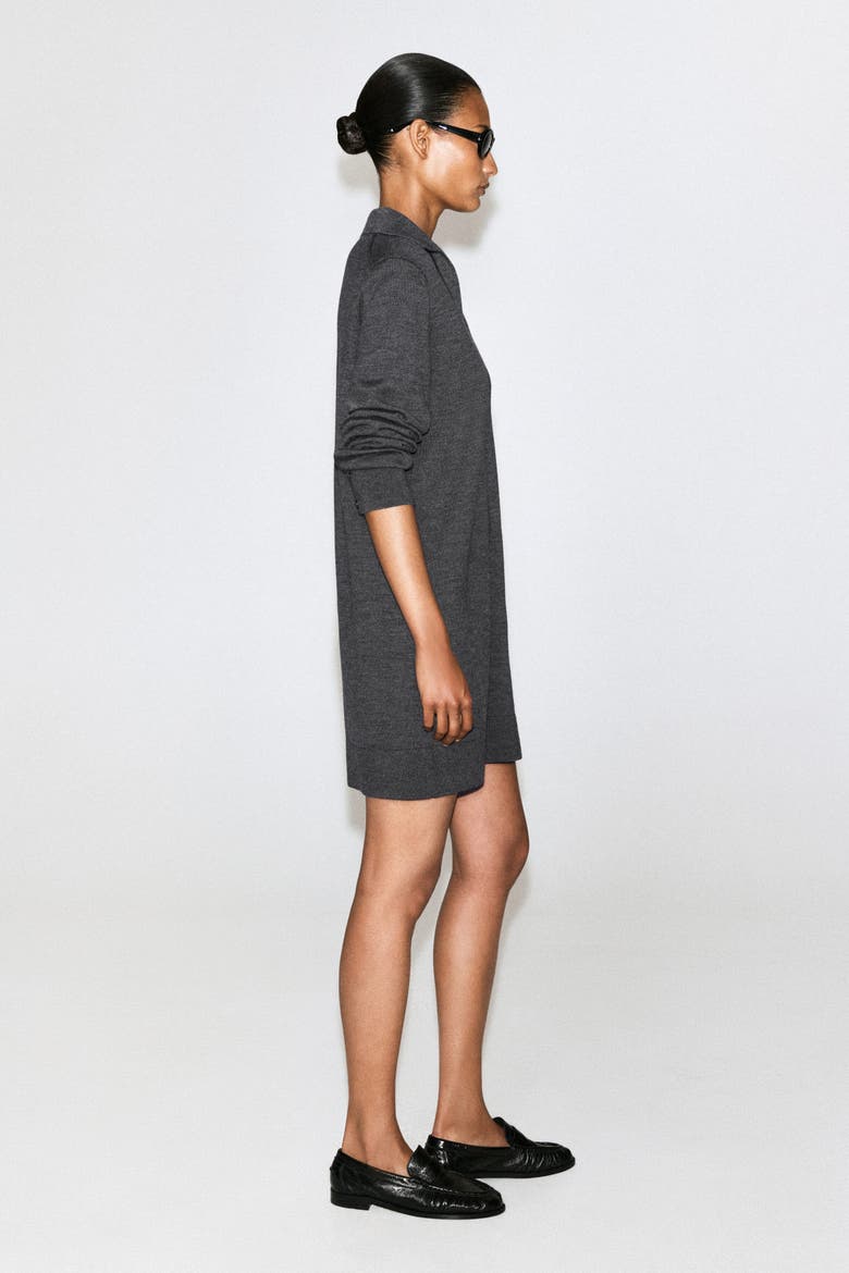 Merino Wool Mini Polo Dress, Alternate, color, GRAY MÉLANGE