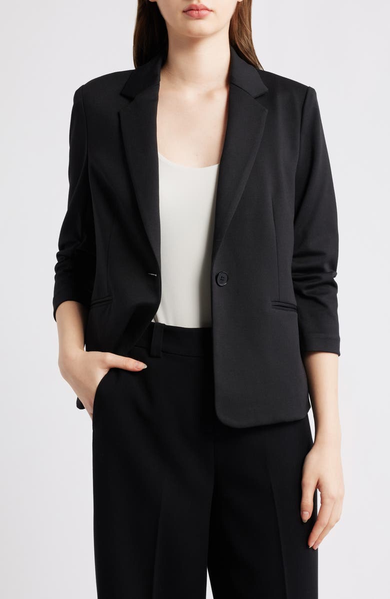 AK ANNE KLEIN One-Button Scrunch Sleeve Jacket, Main, color, 