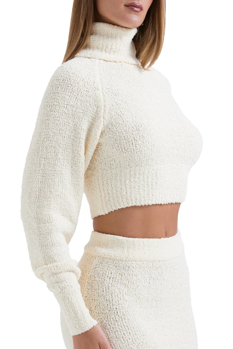 Nyala Bouclé Crop Turtleneck Sweater, Alternate, color, CREAM