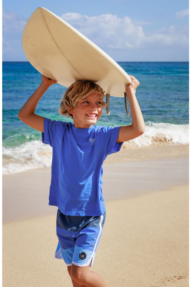 Kids' Colorblock Scallop Board Shorts, Alternate, color, NAVY