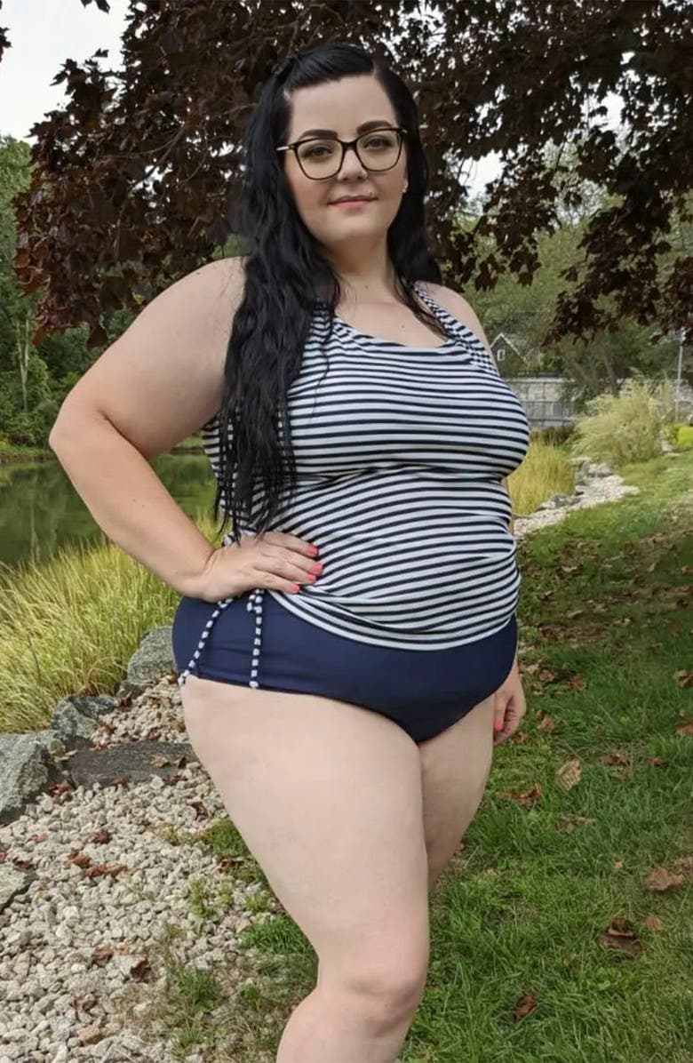 Calypsa Plus Size Maya Tankini Swim Top With Built-in Bra, Alternate, color, Sunshine Sails