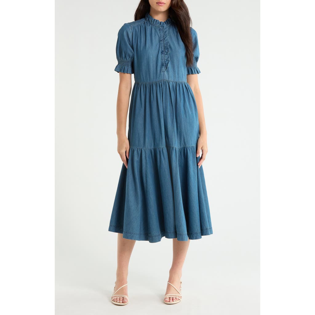 Seasalt Cornwall Feather Star Midi Dress in Mid Wash Indigo at Nordstrom, Size 14