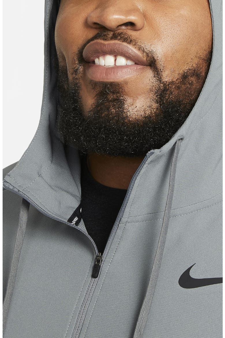 Flex Dri-FIT Hooded Training Jacket, Alternate, color, SMOKE GREY/ BLACK