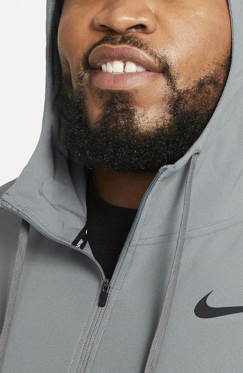 Nike Flex Dri-FIT Hooded Training Jacket, Alternate, color, Smoke Grey/ Black