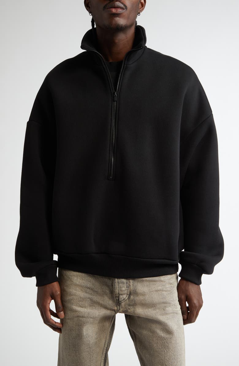 Fear of God Fleece Half Zip Pullover, Main, color, Black