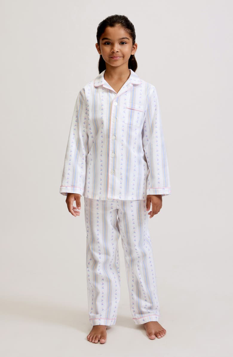 Petite Plume Cottage Stripe Classic Pajama Set, Alternate, color, White