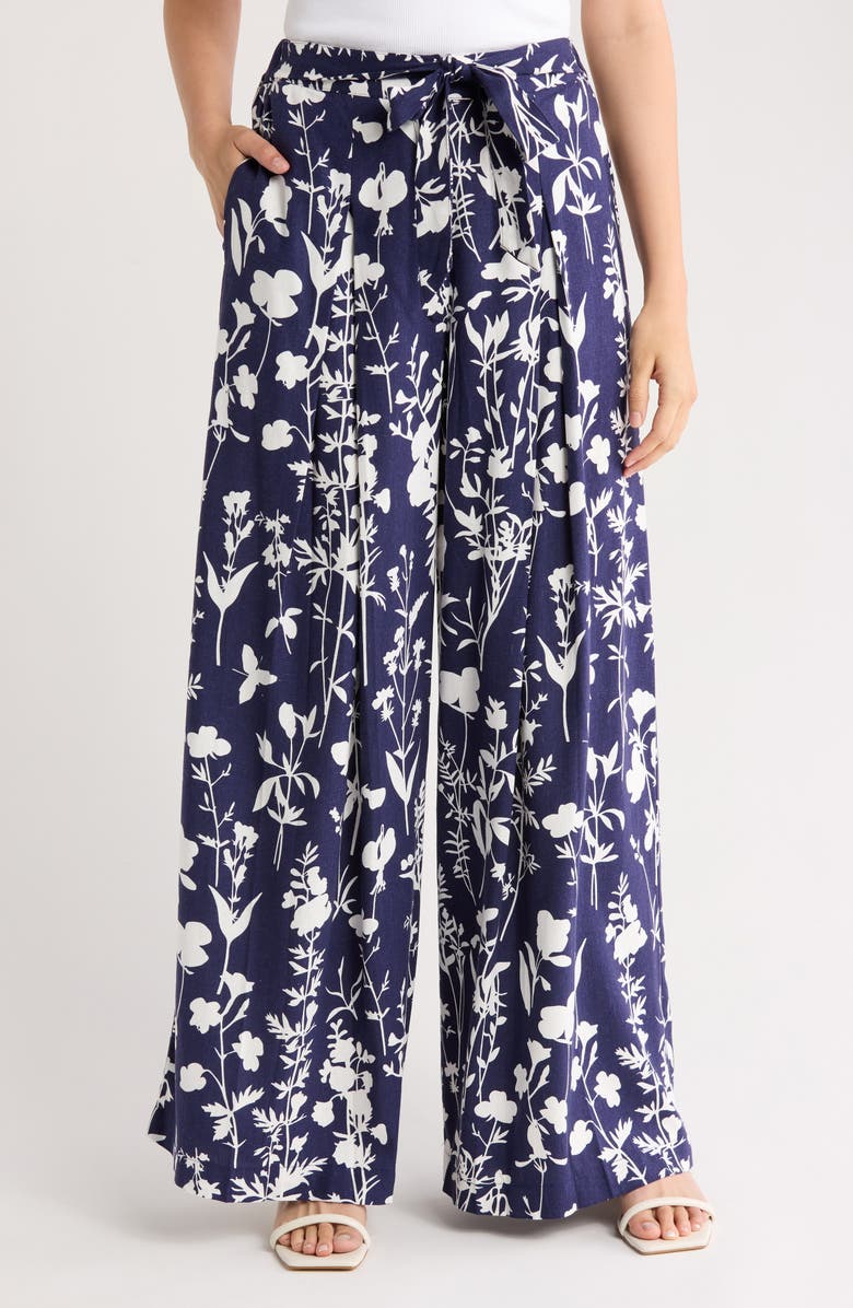 BY DESIGN Cleo Printed Wide Leg Pants, Main, color, Cleo Flowers Navy