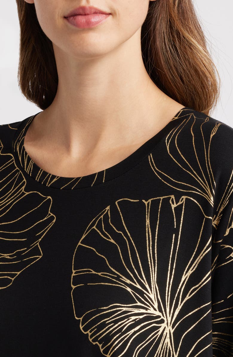 Masai Copenhagen Nellina Metallic Floral Long Sleeve Ruffle Hem Dress, Alternate, color, 