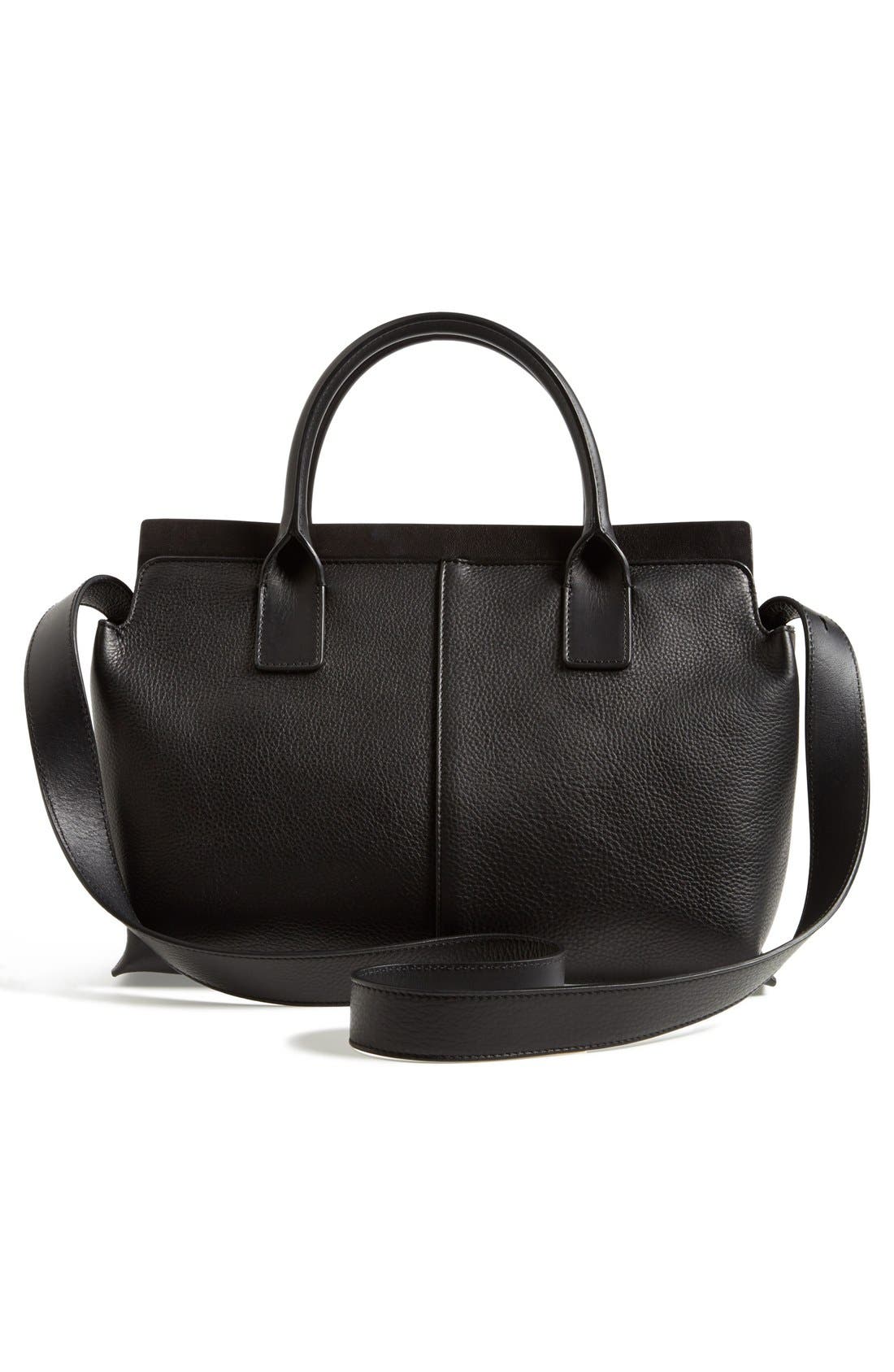 'Small Cate' Leather Satchel, Alternate, color, BLACK