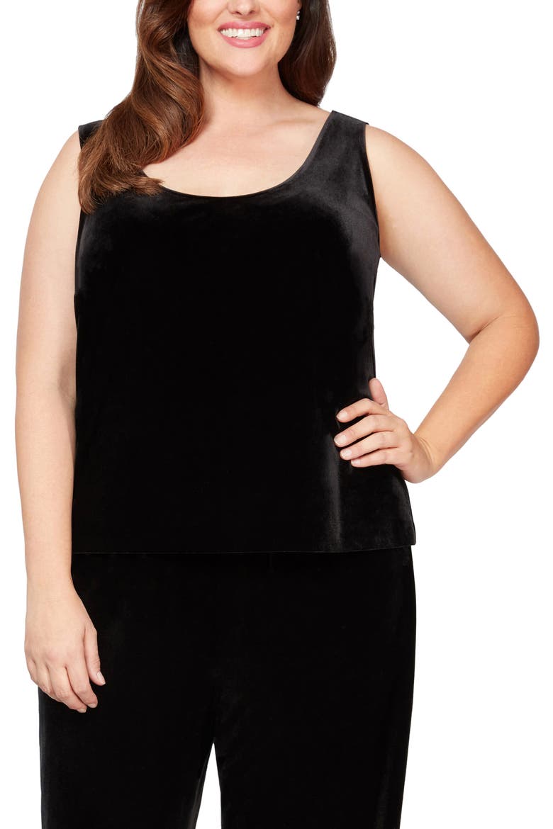 Velvet Tank Top & Jacket Set, Alternate, color, BLACK/WHITE