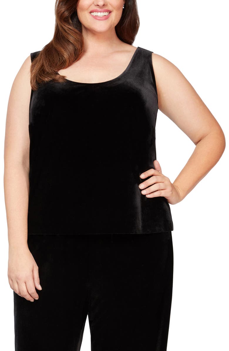 Alex Evenings Velvet Tank Top & Jacket Set, Alternate, color,